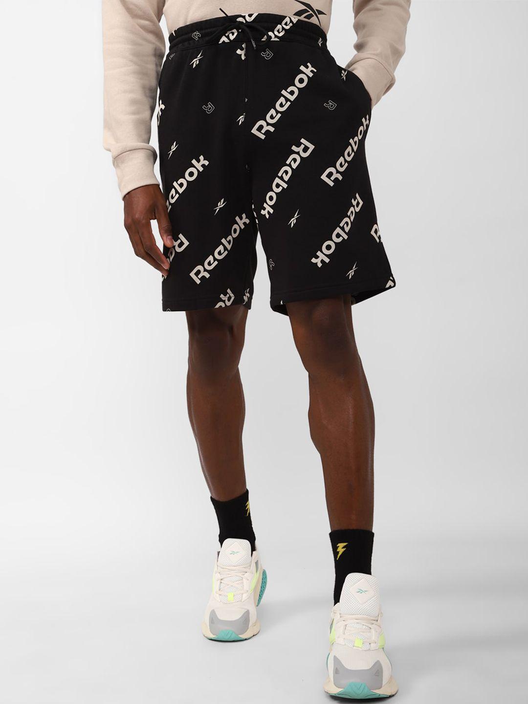 reebok men essentials ri aop typography printed slim fit cotton shorts