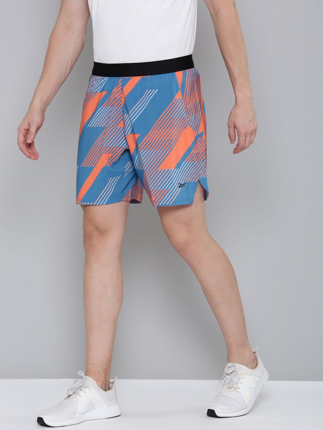 reebok men geometric printed sports shorts