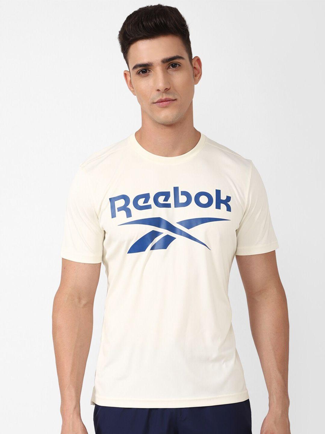 reebok men m store staff brand logo-printed t-shirt