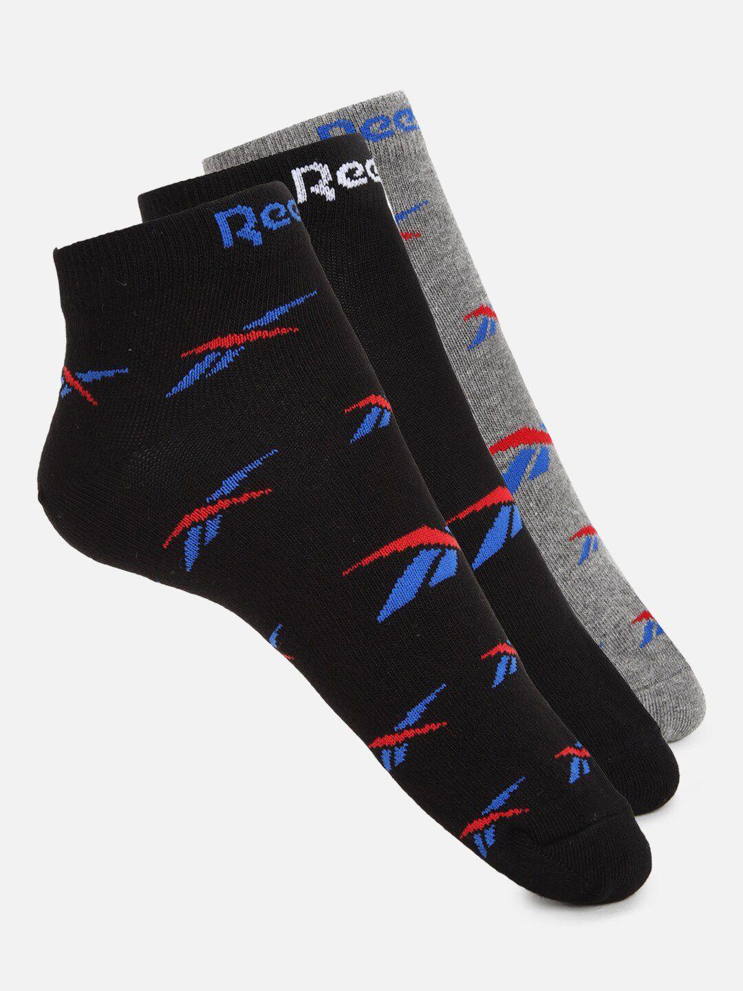 reebok men pack of 3 patterned ankle-length socks