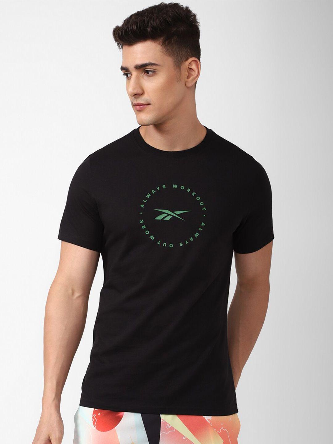 reebok men prime graphic printed pure cotton t-shirt