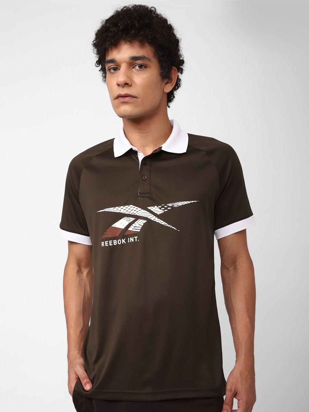 reebok men printed polo collar t-shirt