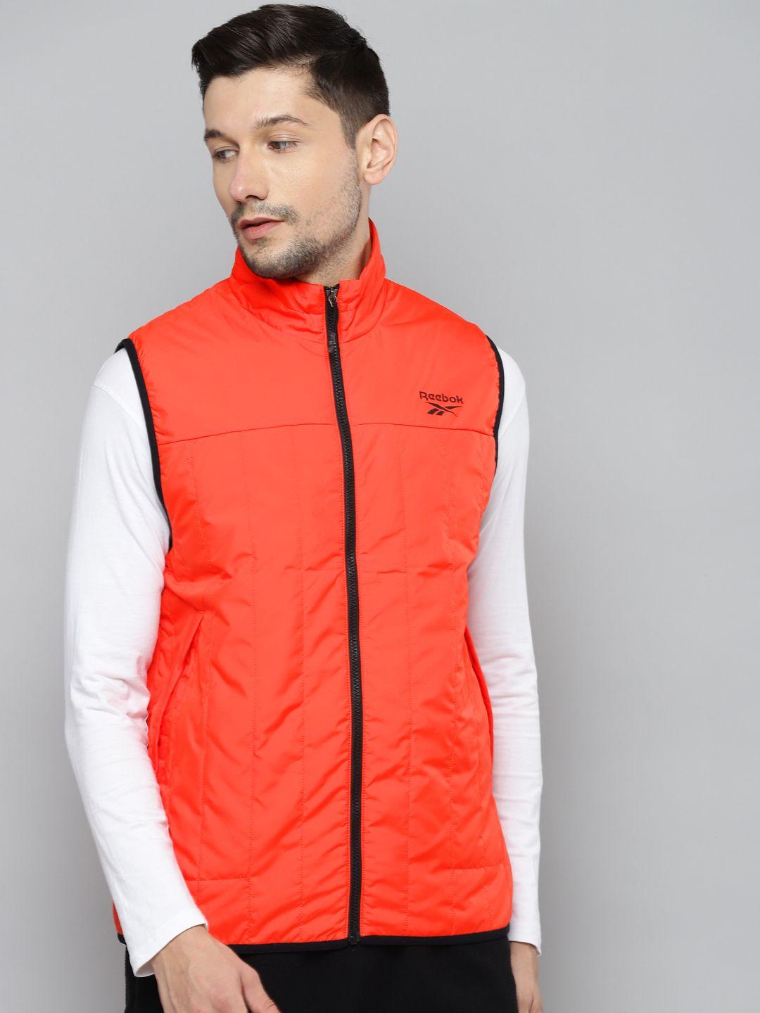 reebok men red ow lt pad vst solid outdoor jacket