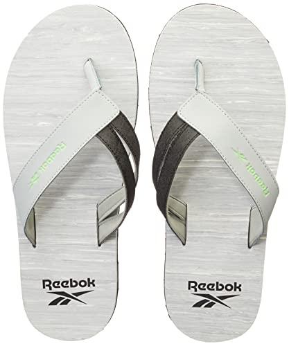 reebok men textile/synthetic hudson flip 2.0 swim flip flop lgh solid grey/flat grey/semi neon mi uk-7