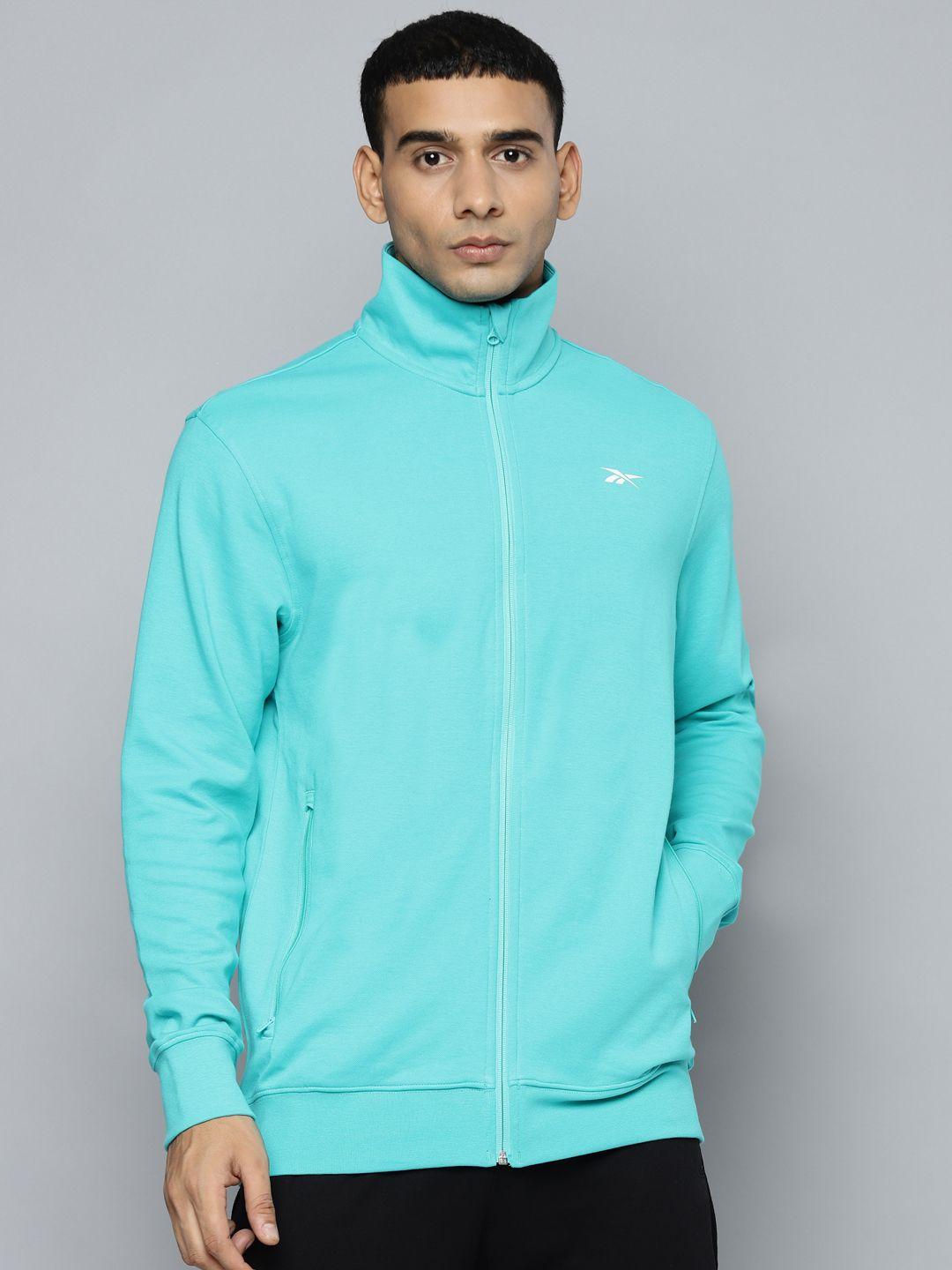 reebok men turquoise blue training or gym sporty jacket