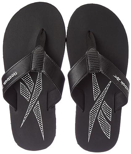 reebok mens reinvented flip black/white slipper - 6 uk (iq6869)