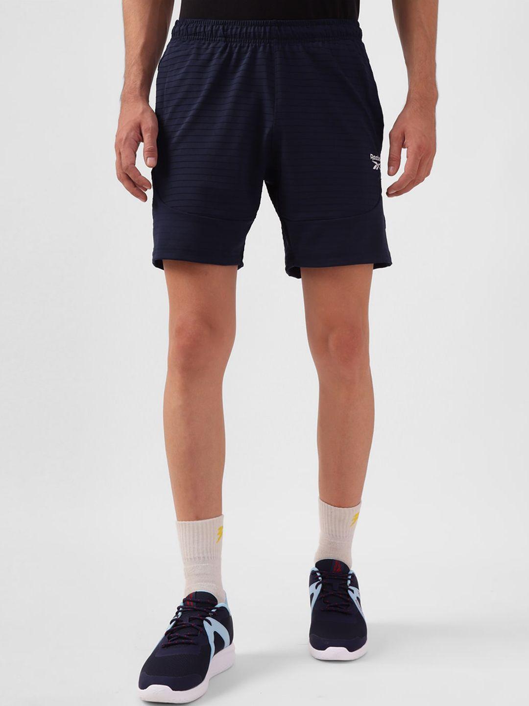 reebok mens striped training sports shorts