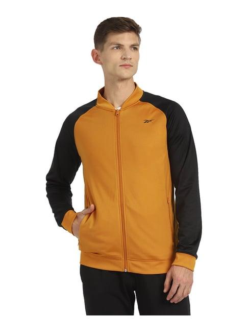 reebok mustard & black full sleeves mandarin collar jacket