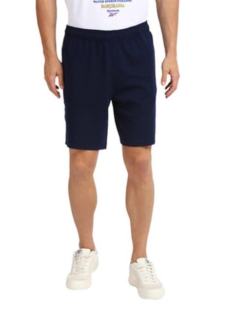 reebok navy cotton regular fit sports shorts