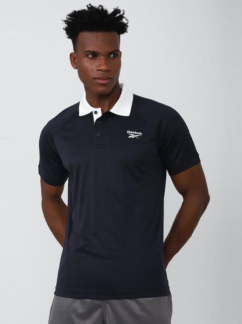 reebok navy regular fit polo t-shirt