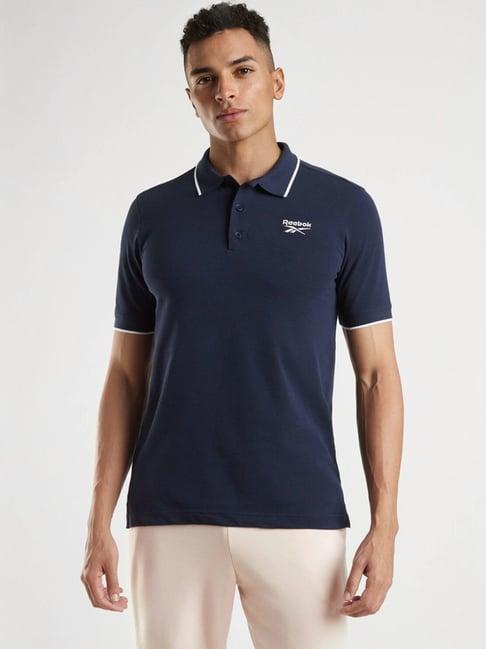 reebok navy slim fit polo t-shirt