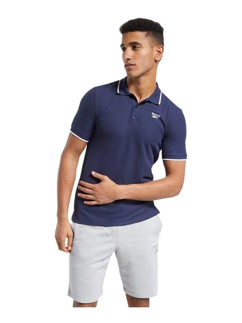 reebok navy slim fit polo t-shirt