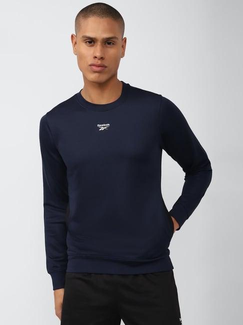 reebok navy slim fit sweatshirt