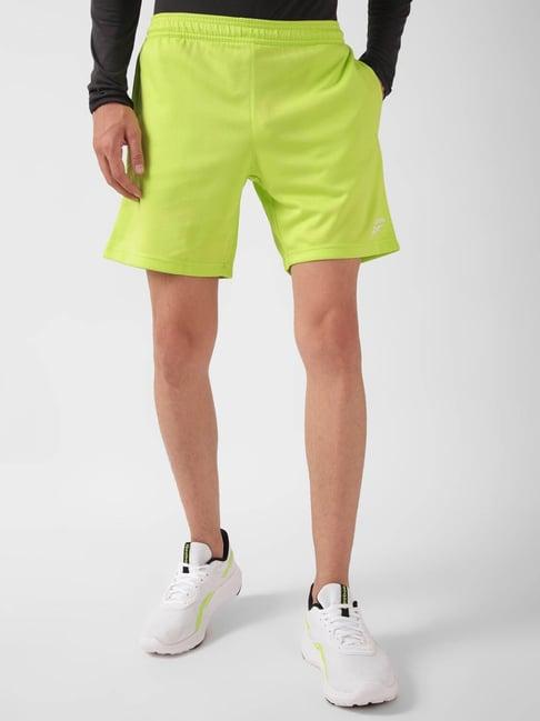 reebok neon green regular fit sports shorts