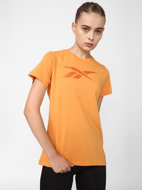 reebok orange printed t-shirt