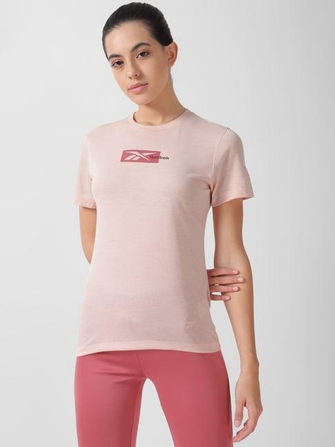 reebok pink logo print sports t-shirt