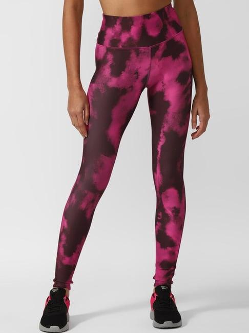 reebok pink printed sports tights