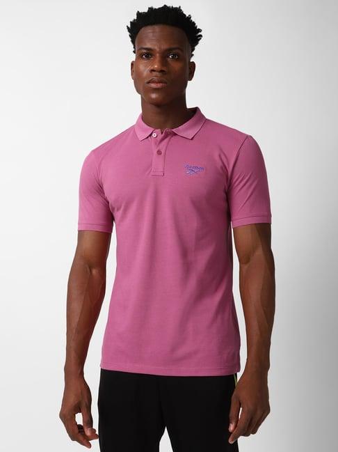 reebok pink slim fit polo t-shirt