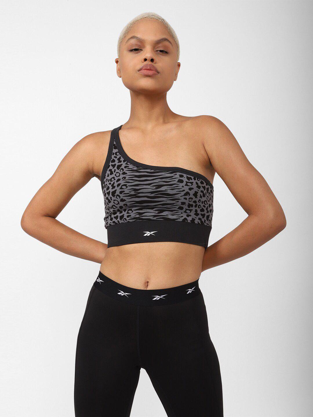 reebok printed non-padded mod safari cotton sports bra