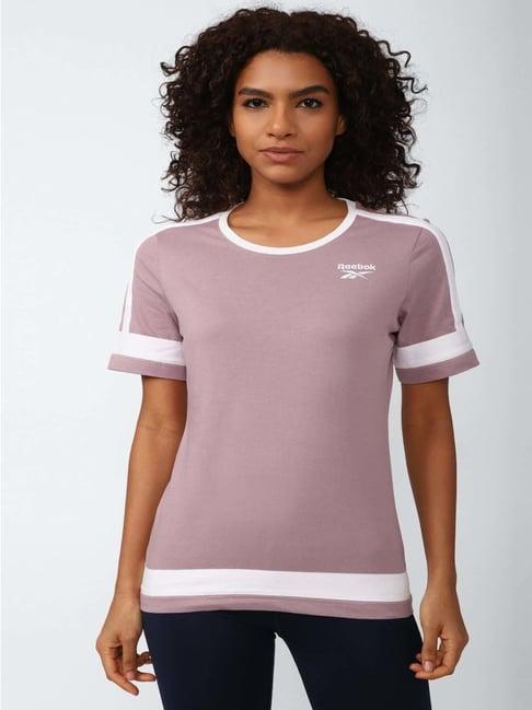 reebok purple cotton graphic print t-shirt