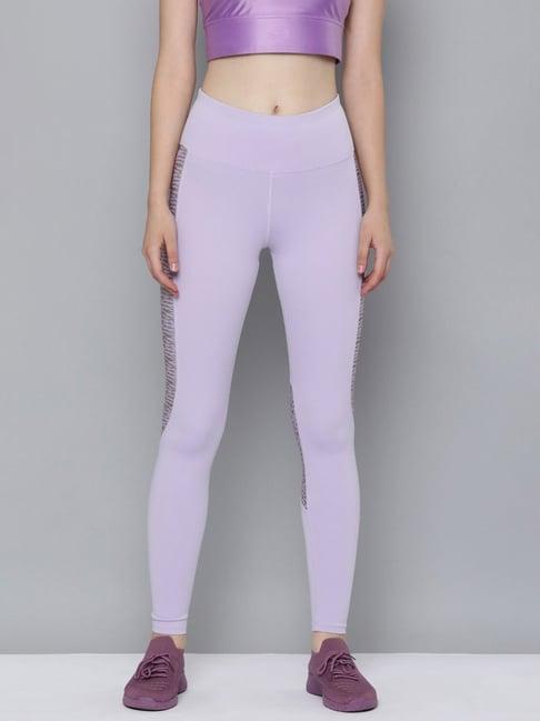 reebok purple printed sports tights