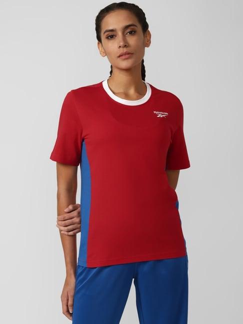 reebok red cotton logo print t-shirt