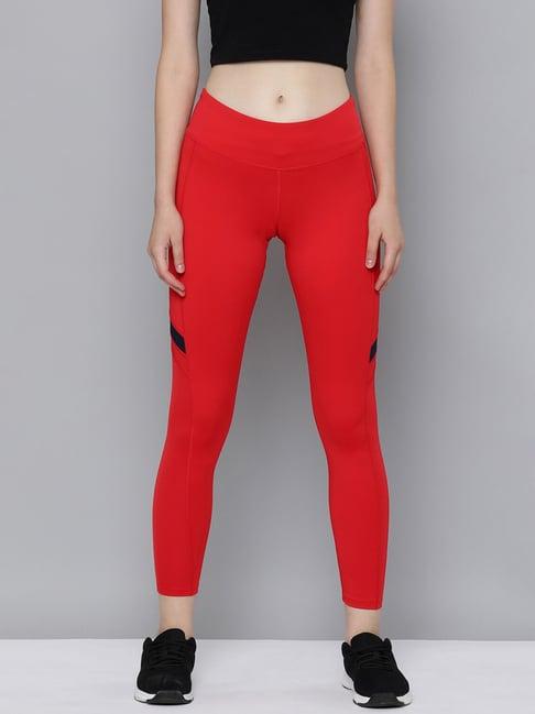 reebok red mid rise sports tights