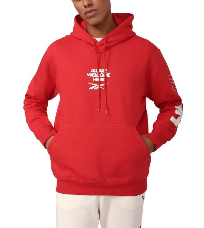 reebok red regular fit hoodie