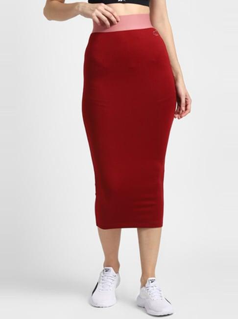 reebok red striped bodycon skirt
