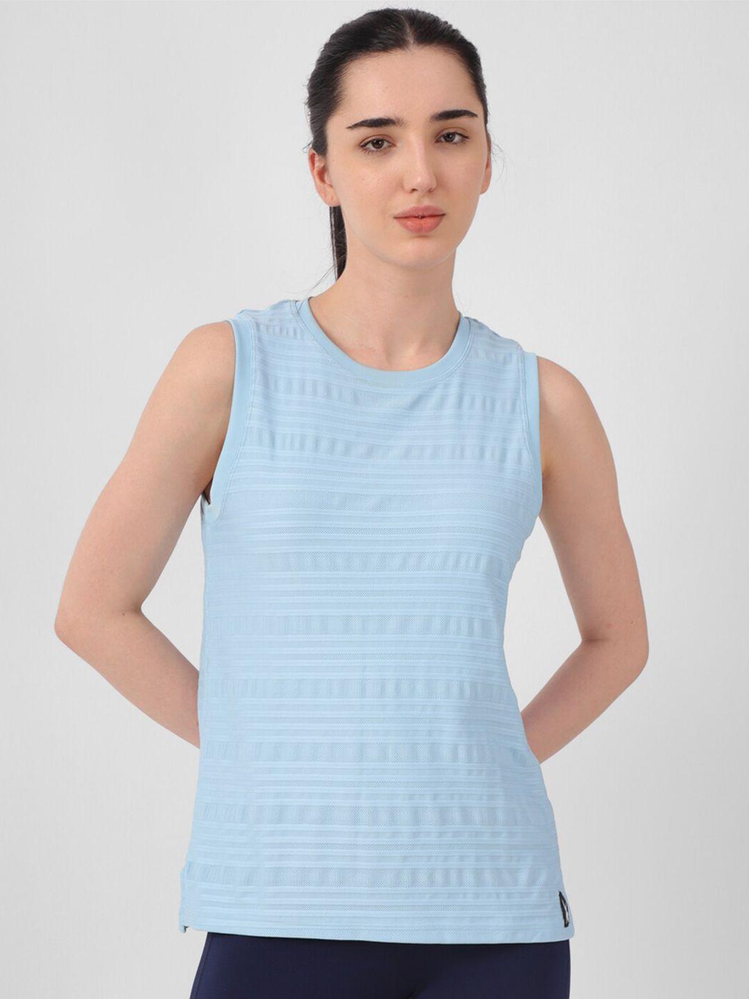 reebok self-design round neck perforated tank top