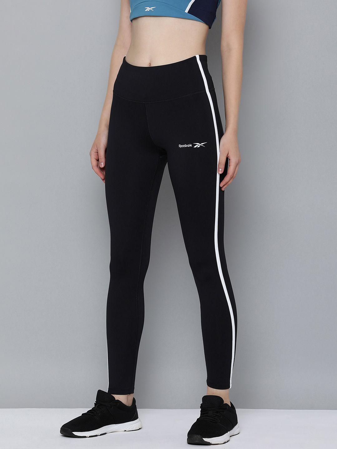 reebok side striped sports tights