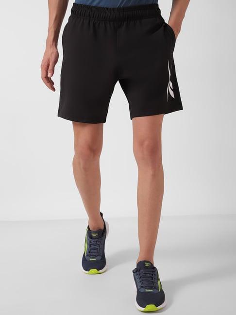 reebok training black regular fit sports shorts