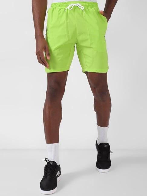 reebok training lime green regular fit tennis shorts