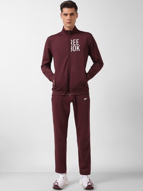 reebok training maroon regular fit tracksuit