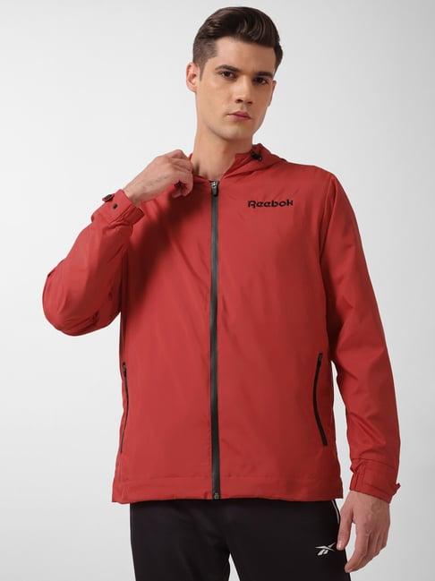 reebok training red regular fit bliss hooded jacket