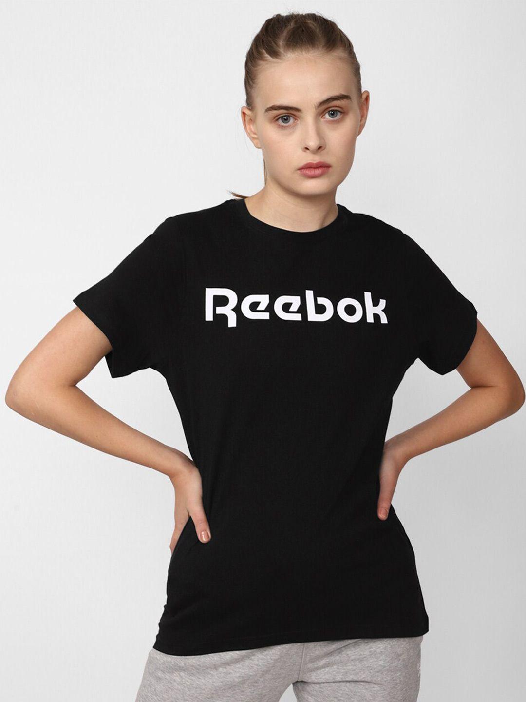 reebok typography printed pure cotton t-shirt