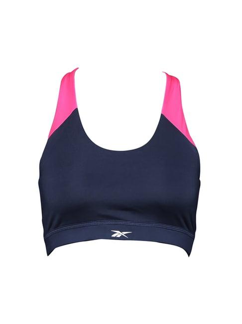 reebok vector navy non wired padded wor sports bra