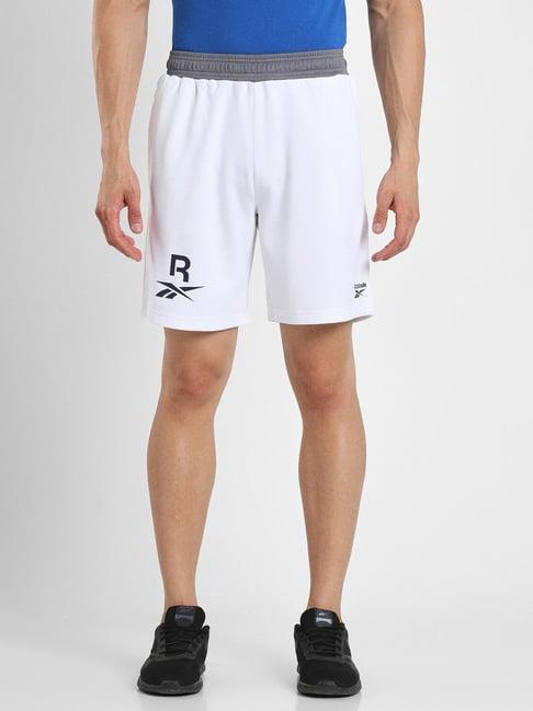 reebok white regular fit sports shorts