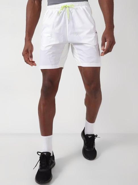 reebok white regular fit sports shorts