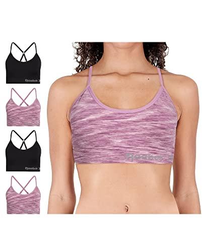 reebok women’s 4 pack lightweight bralette, red spacedye/black, large