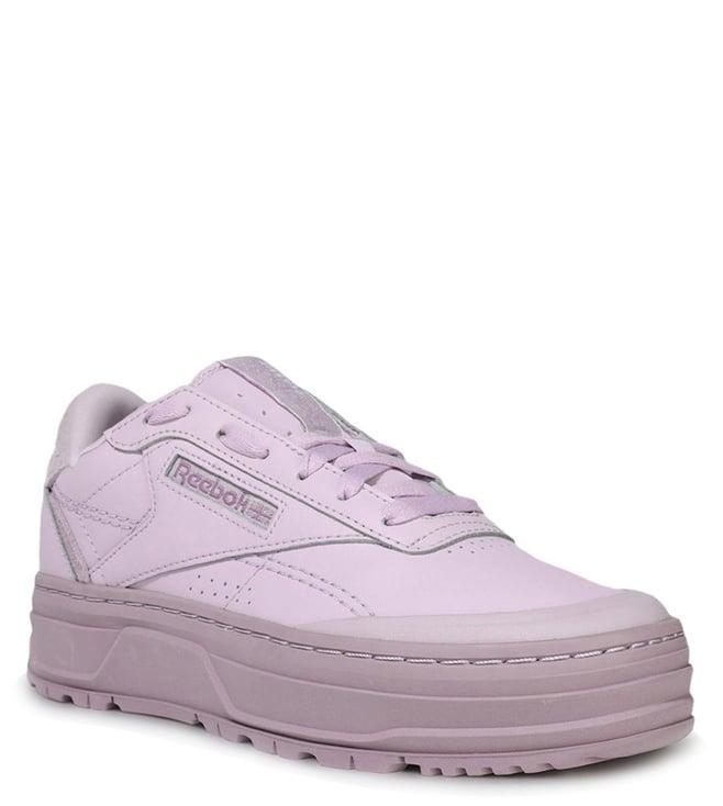 reebok women's classic club c double geo purple sneakers