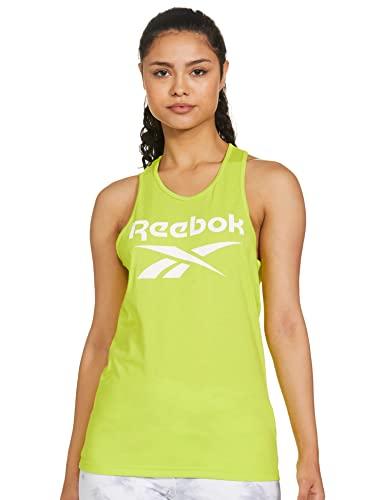 reebok women's printed slim fit tops (hf3803_aciyel xl)