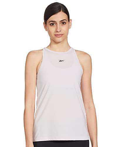 reebok women's solid regular fit tank (hg2889_quartz glow l)