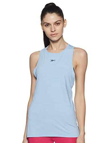 reebok women's striped slim fit top (fk7114_fluid blue_large