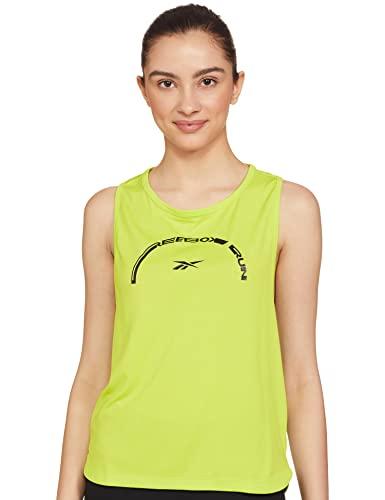 reebok women's wor run graphic tank (ha1002_green_xl)