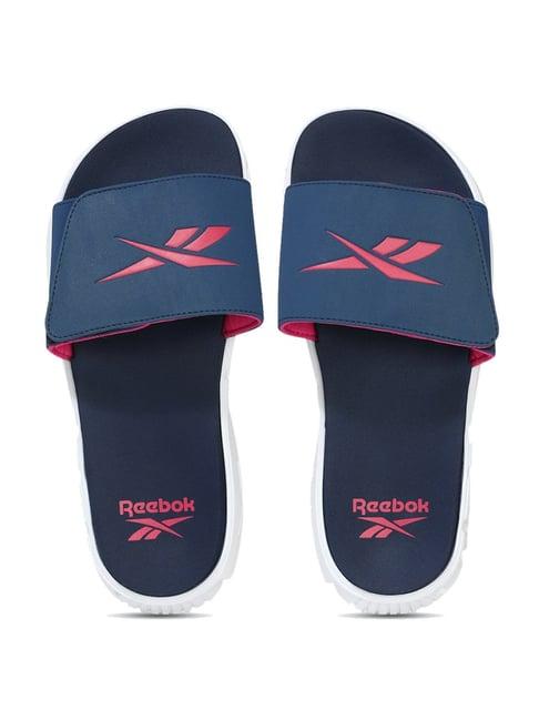 reebok women's woswim rio navy slides