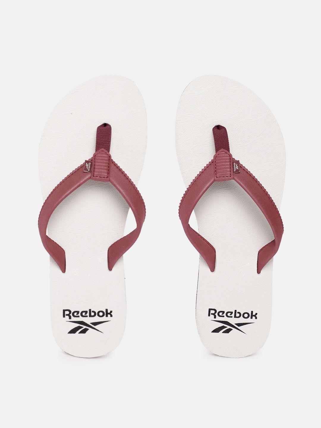 reebok women brand logo printed detail thong flip-flops