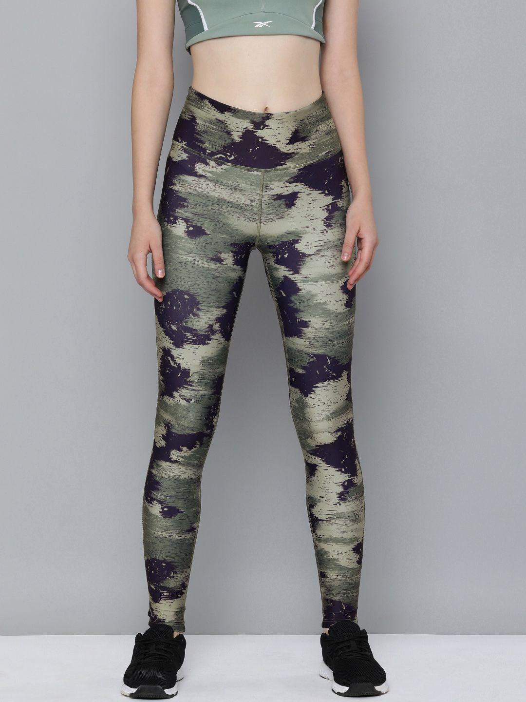 reebok women camouflage printed ankle length sports tights