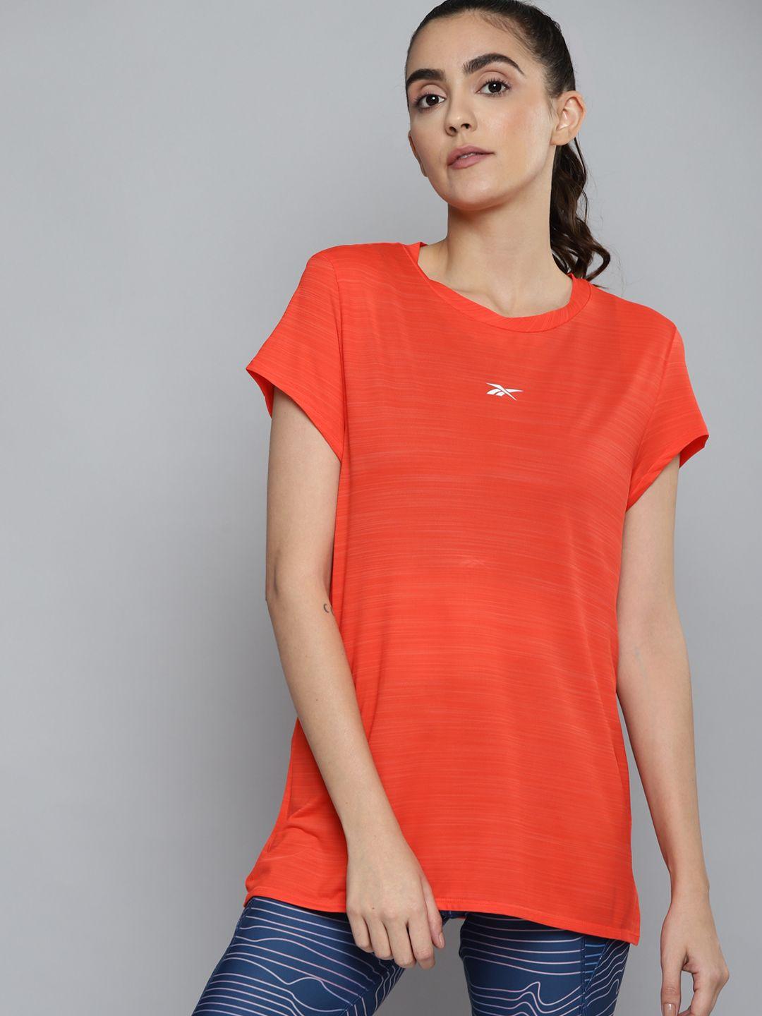 reebok women coral orange wor ac tee t-shirt