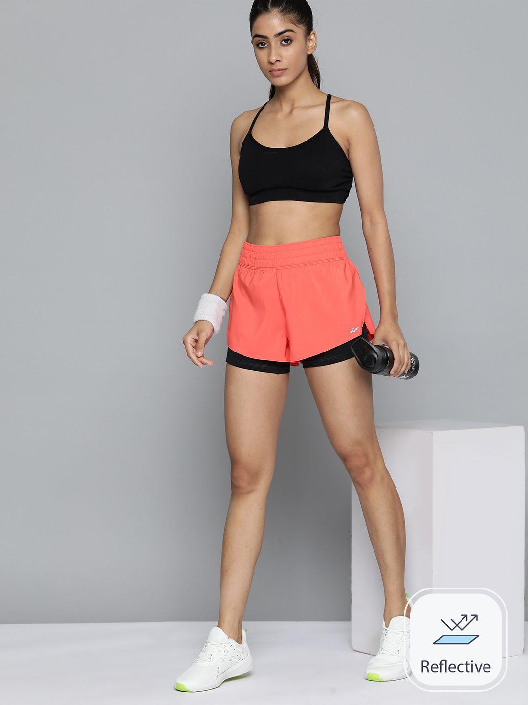 reebok women wor run 2 in 1 sports shorts